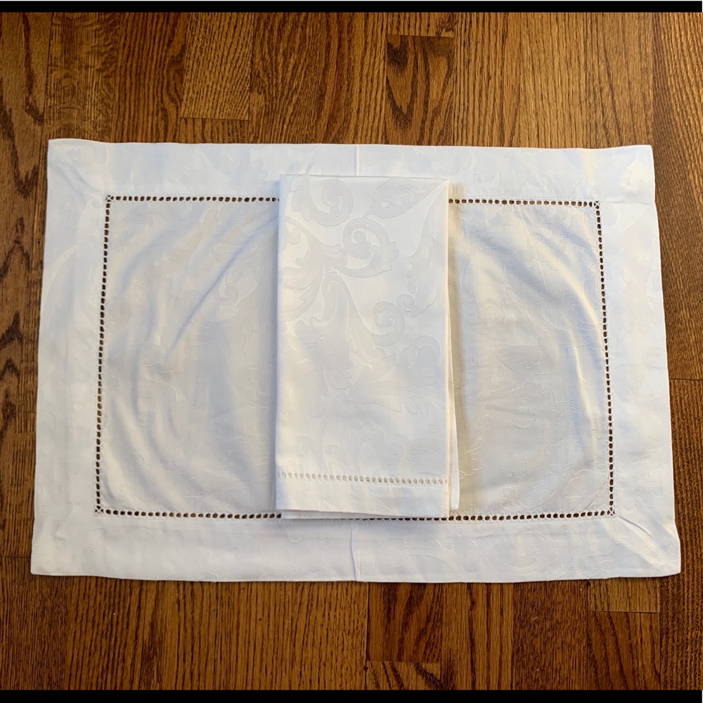 Sferra placemat/napkins Acanthus white set of 4